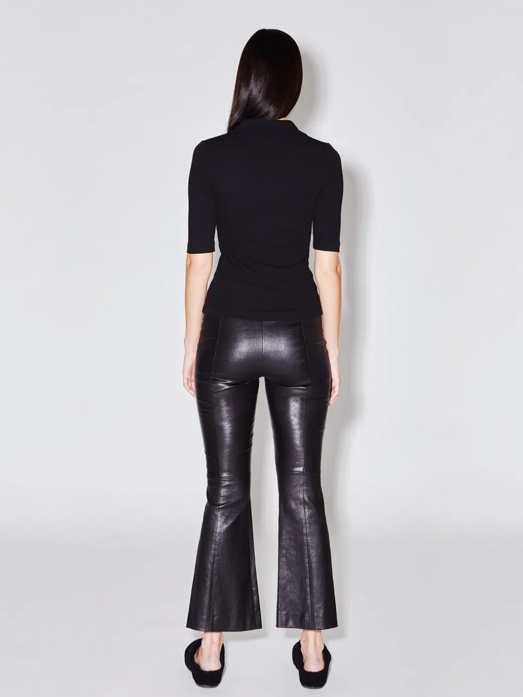 Pull On Cropped Leather Flare