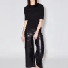 Pull On Cropped Straight Leather Pant