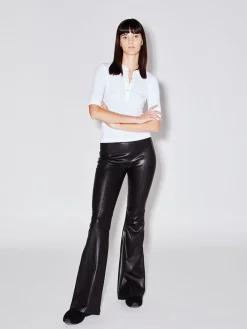 Pull On Pintuck Leather Flares