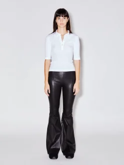 Pull On Pintuck Leather Flares