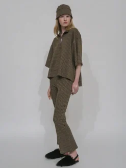PULL-ON CROPPED FLARE - HOUNDSTOOTH