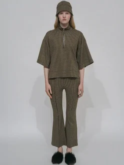 PULL-ON CROPPED FLARE - HOUNDSTOOTH