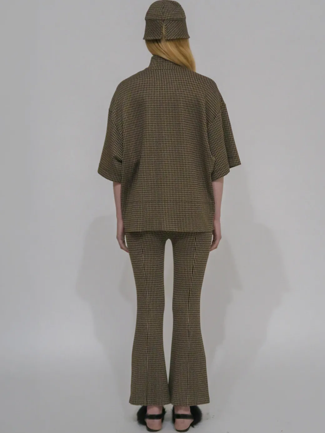 PULL-ON CROPPED FLARE - HOUNDSTOOTH
