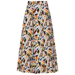 PULL-ON PLEATED MAXI SKIRT - ABSTRACT PAINT LINES