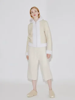 Reversible Hooded Zip Up Shearling Jacket