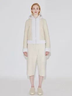 Reversible Hooded Zip Up Shearling Jacket