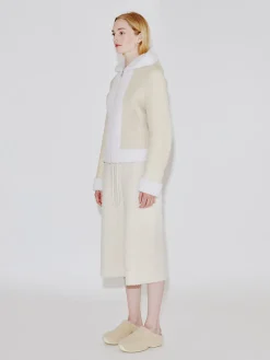 Reversible Hooded Zip Up Shearling Jacket