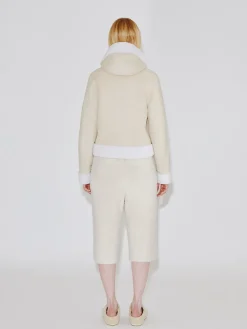 Reversible Hooded Zip Up Shearling Jacket