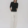 RIBBED CROPPED SLEEVE SWEATER