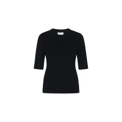 RIBBED CROPPED SLEEVE SWEATER