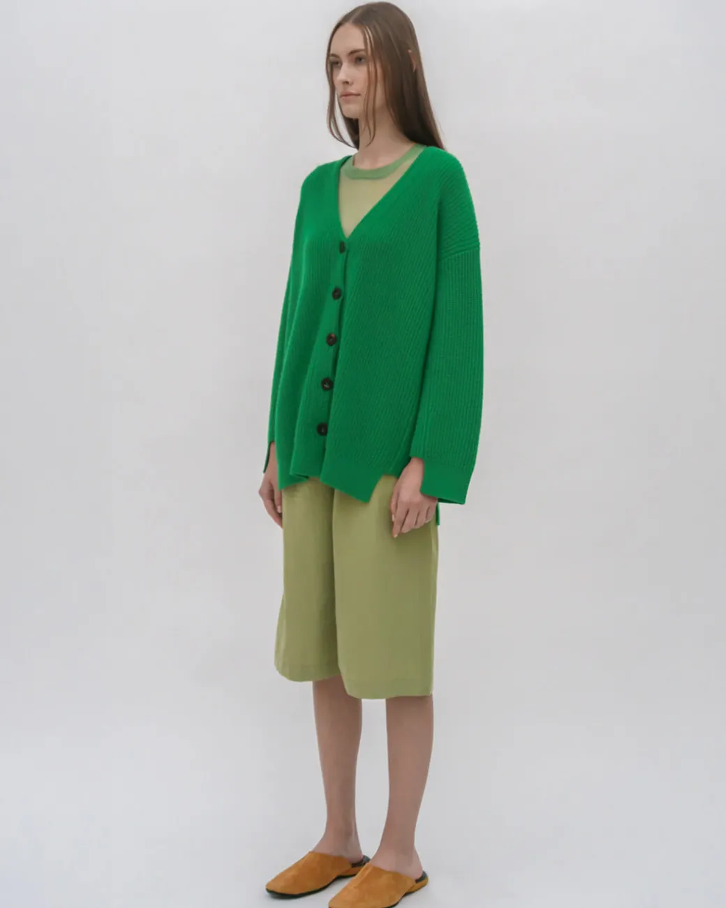 RIBBED PANELED CARDIGAN
