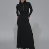 RIBBED ZIP UP TURTLENECK DRESS
