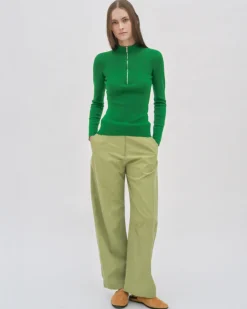 RIBBED ZIP UP TURTLENECK SWEATER