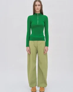 RIBBED ZIP UP TURTLENECK SWEATER