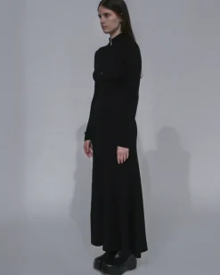 RIBBED ZIP UP TURTLENECK DRESS
