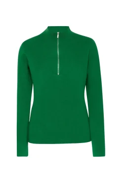 RIBBED ZIP UP TURTLENECK SWEATER