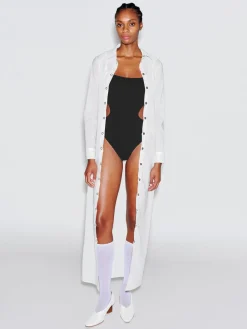 RUCHED CUTOUT TIE SWIMSUIT