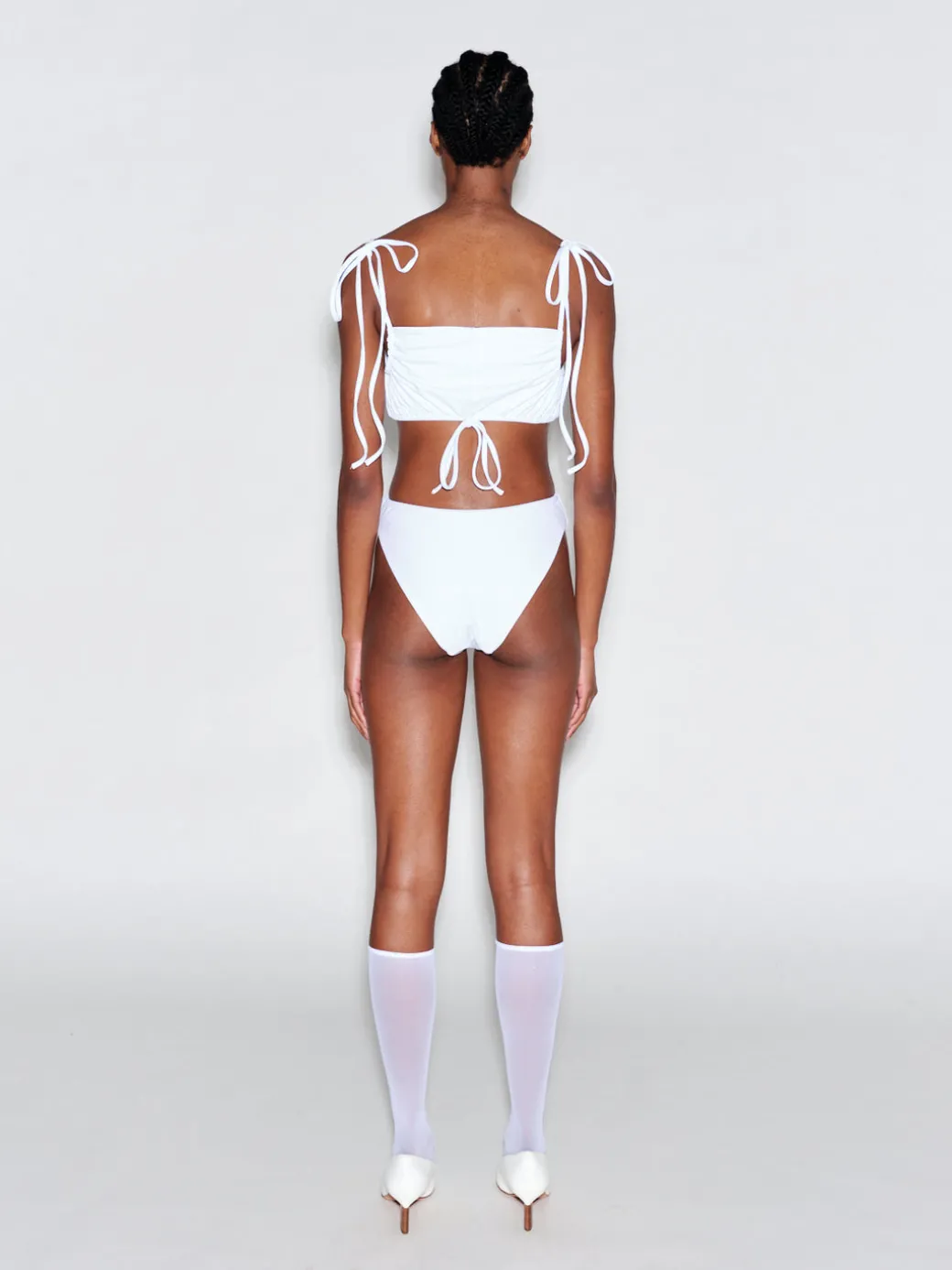 RUCHED CUTOUT TIE SWIMSUIT
