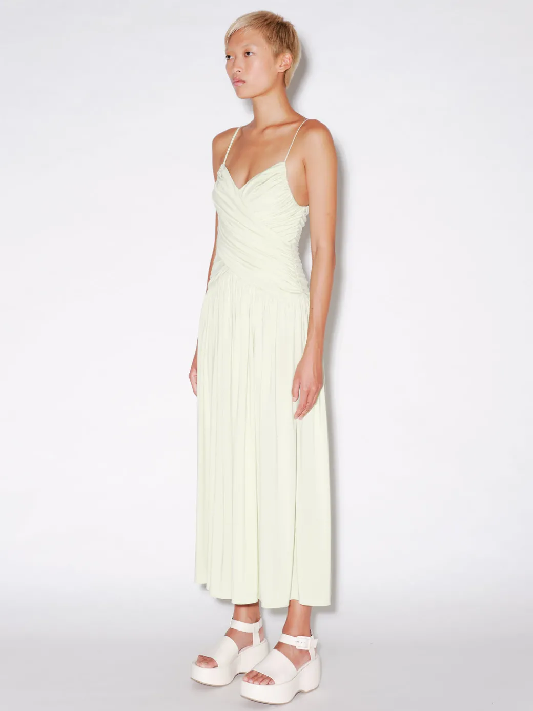 RUCHED SLIP DRESS