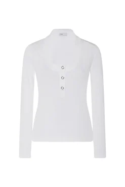 SCOOP NECK HENLEY TOP