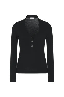 SCOOP NECK HENLEY TOP