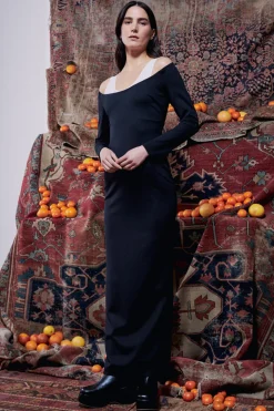 SCOOP NECK OFF THE SHOULDER DRESS