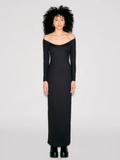 SCOOP NECK OFF THE SHOULDER DRESS