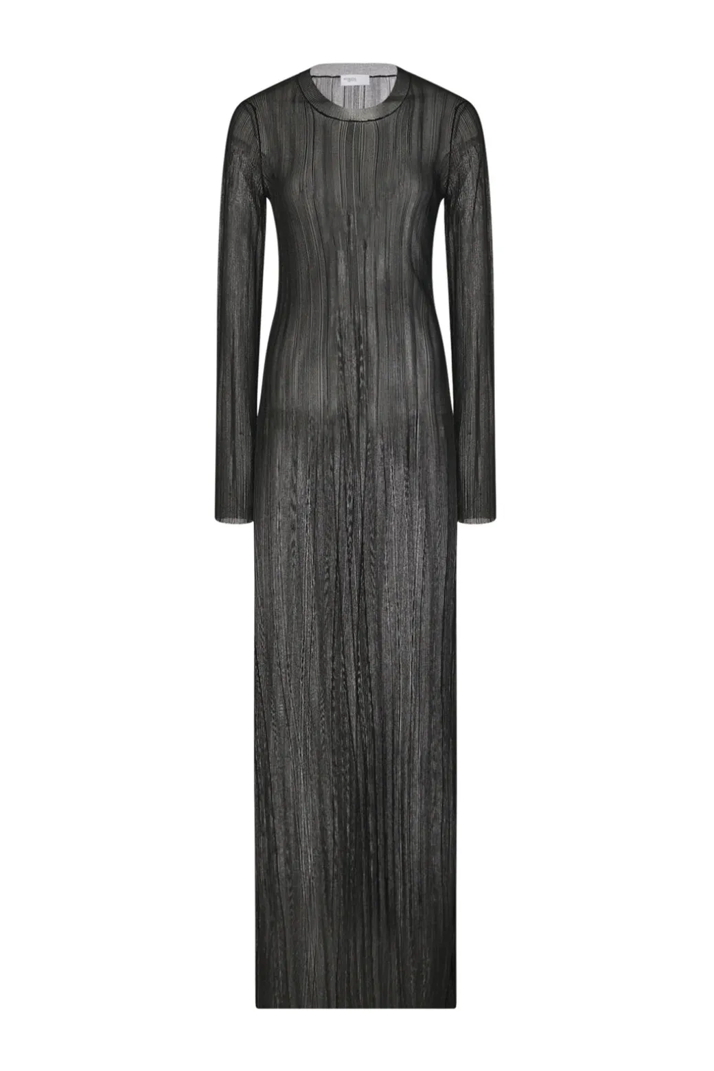 SHEER PLISSE LONG SLEEVE DRESS