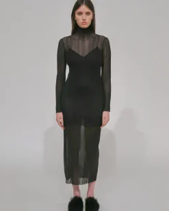 SHEER PLISSE TURTLENECK