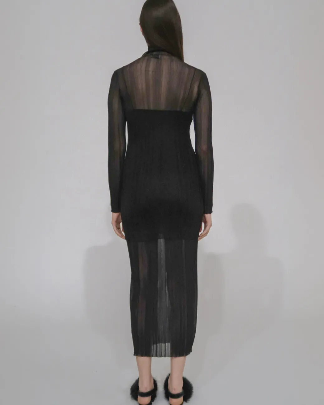SHEER PLISSE TURTLENECK