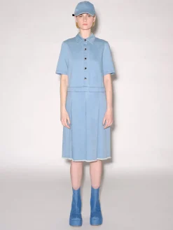 Short Sleeve Pleated Denim Dress