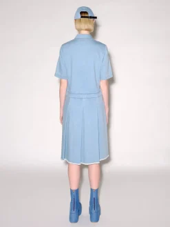 Short Sleeve Pleated Denim Dress