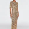 SHORT SLEEVE T-SHIRT GOWN - SEQUIN CROSS STITCH MESH