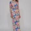 SHORT SLEEVE T-SHIRT GOWN - PAINTED FLORAL SEQUIN