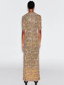 SHORT SLEEVE T-SHIRT GOWN - SEQUIN CROSS STITCH MESH