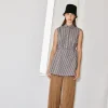 SLEEVELESS ASYMMETRIC APRON SHIRT - PLAID SHIRTING