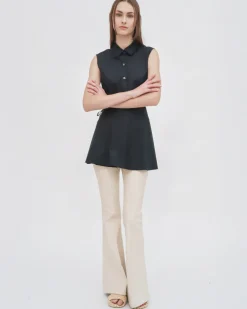 SLEEVELESS ASYMMETRIC APRON SHIRT - STRETCH COTTON