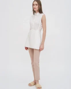 SLEEVELESS ASYMMETRIC APRON SHIRT - STRETCH COTTON