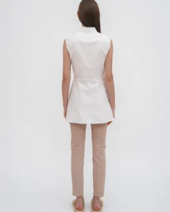 SLEEVELESS ASYMMETRIC APRON SHIRT - STRETCH COTTON