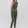 SLEEVELESS BUTTON FRONT TOP  - STRETCH PLONGE