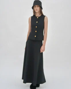 SLEEVELESS BUTTON FRONT TOP  - TECHNICAL CADY