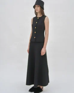 SLEEVELESS BUTTON FRONT TOP  - TECHNICAL CADY