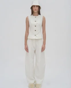 SLEEVELESS BUTTON FRONT TOP  - TECHNICAL CADY