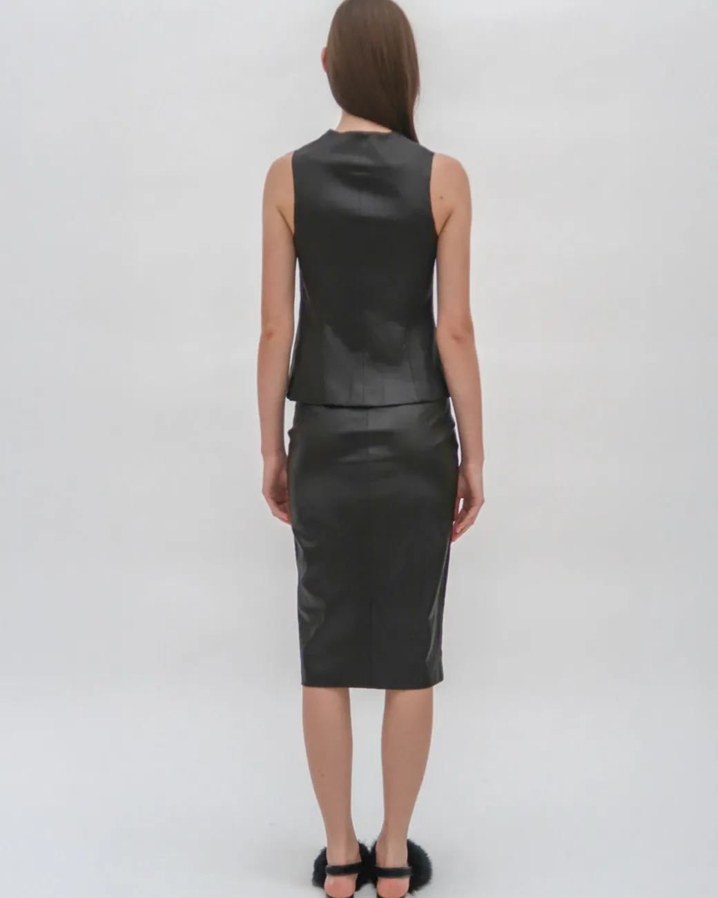SLEEVELESS BUTTON FRONT TOP - STRETCH PLONGE