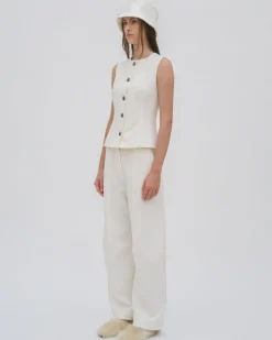 SLEEVELESS BUTTON FRONT TOP  - TECHNICAL CADY