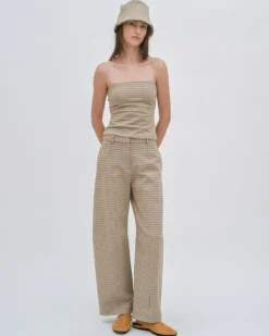 STRAIGHT TAPER TAB PANT - HOUNDSTOOTH PLAID