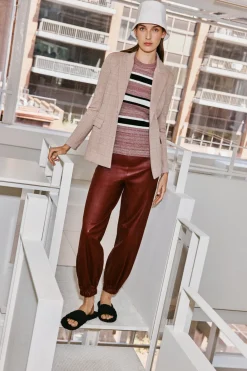 STRIPED CROPPED SLEEVE SWEATER