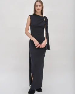 TWIST CAPE MAXI DRESS