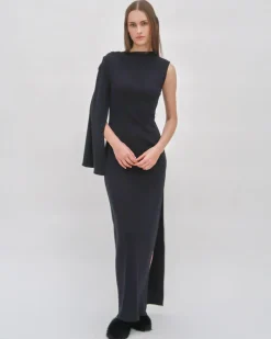 TWIST CAPE MAXI DRESS