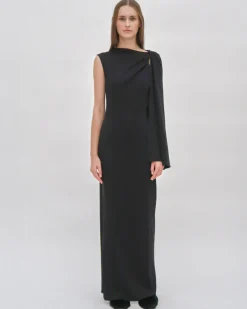 TWIST CAPE MAXI DRESS